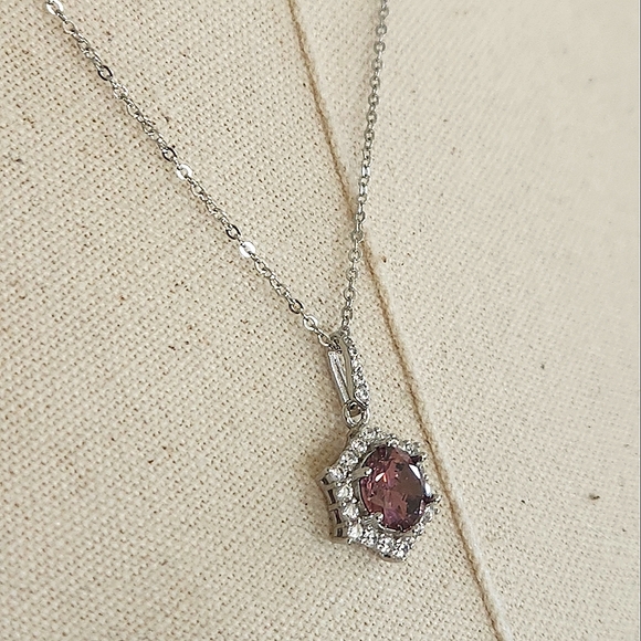 NWT Ryze Sangria Hexagon Cubic Zirconia .925 Sterling Silver 18" Necklace - Picture 5 of 10